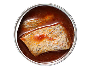 カンパチ 缶詰「天然真鯛のトマトパッツア」開けたところ